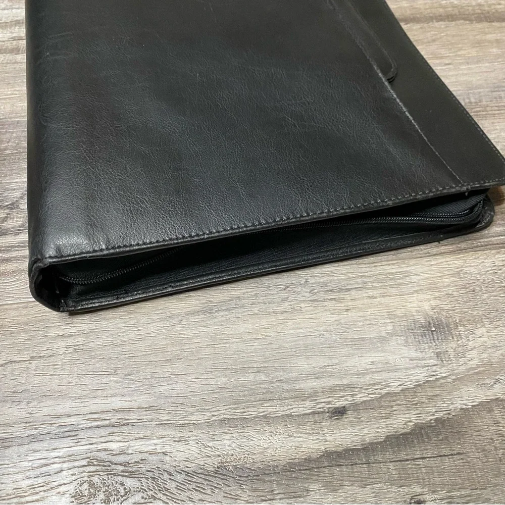 Vintage Plan Pro 2001 Black Leather Briefcase Hand Bag Zip-Up - Schedule, Notes